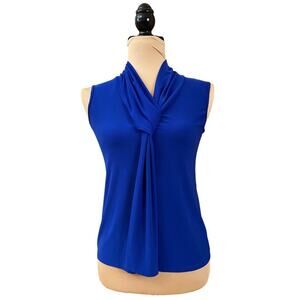 Tiffany & Grey Petite Royal Blue Tie Sleeveless Top Size Small